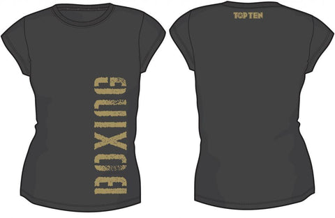 Women T-Shirt TOP TEN "BOXING" Black