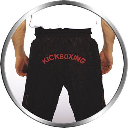 TOP TEN Black Pants with KICKBOXING Embroidery